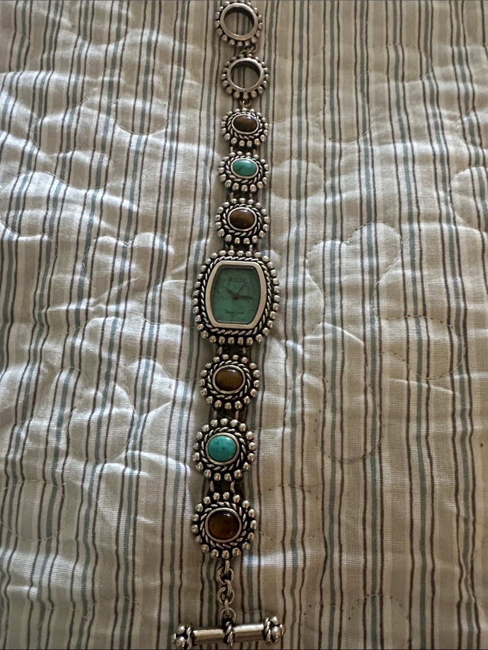 Turquoise and Brown Stone Women's Bracelet Watch - Sterling-Style